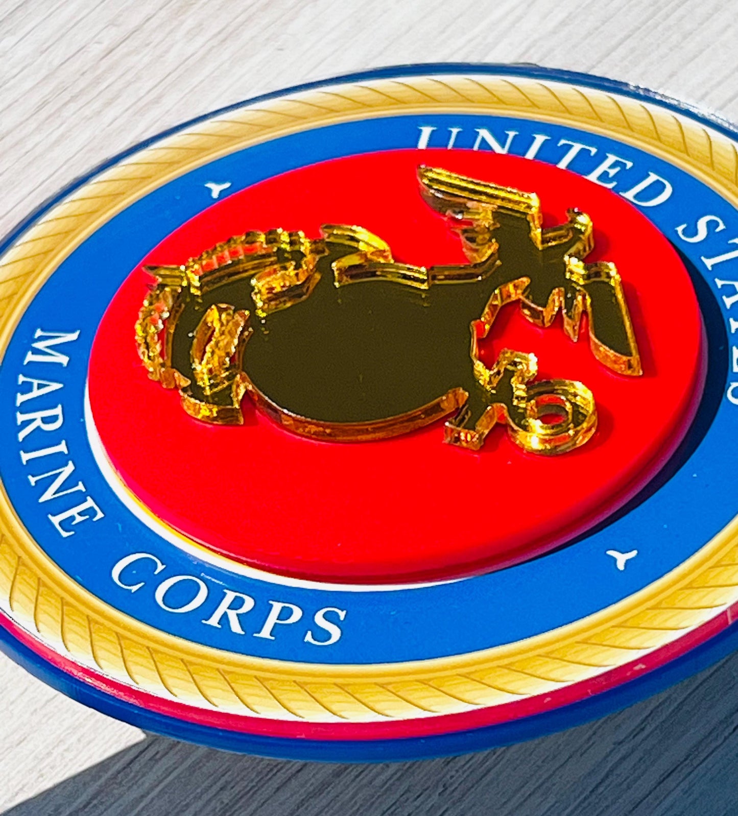 Acrylic Marine Corps Cake Topper: USMC Birthday Party Decor, USMC License #286-23