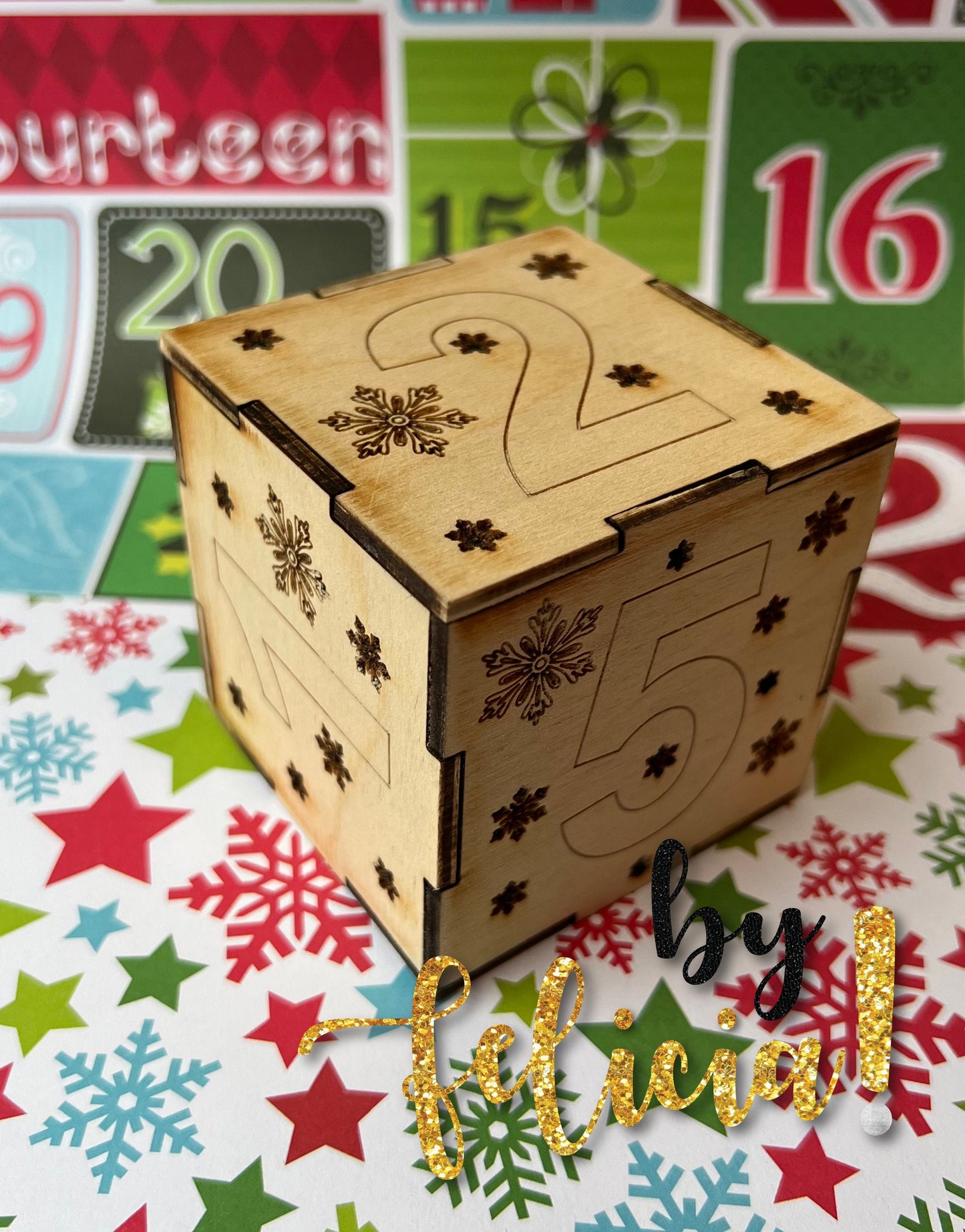 Christmas Tree Advent Calendar: Engraved Wooden Holiday Decor