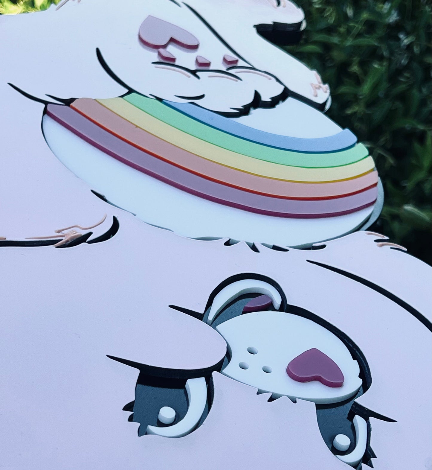 Custom Care Bear Cheer Bear Plaque: Handmade Birch & Acrylic