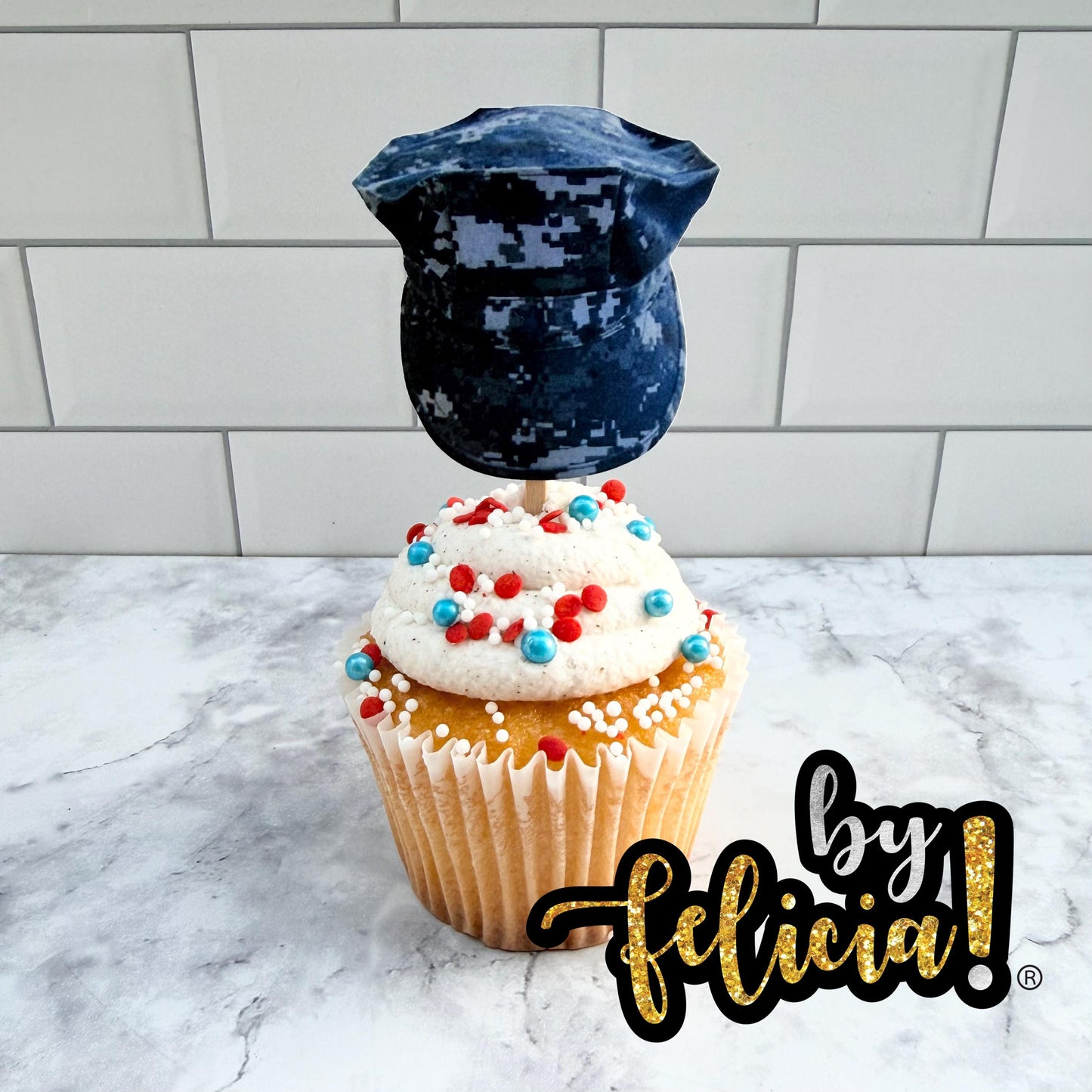 Navy Cupcake Toppers: USN Party Decorations