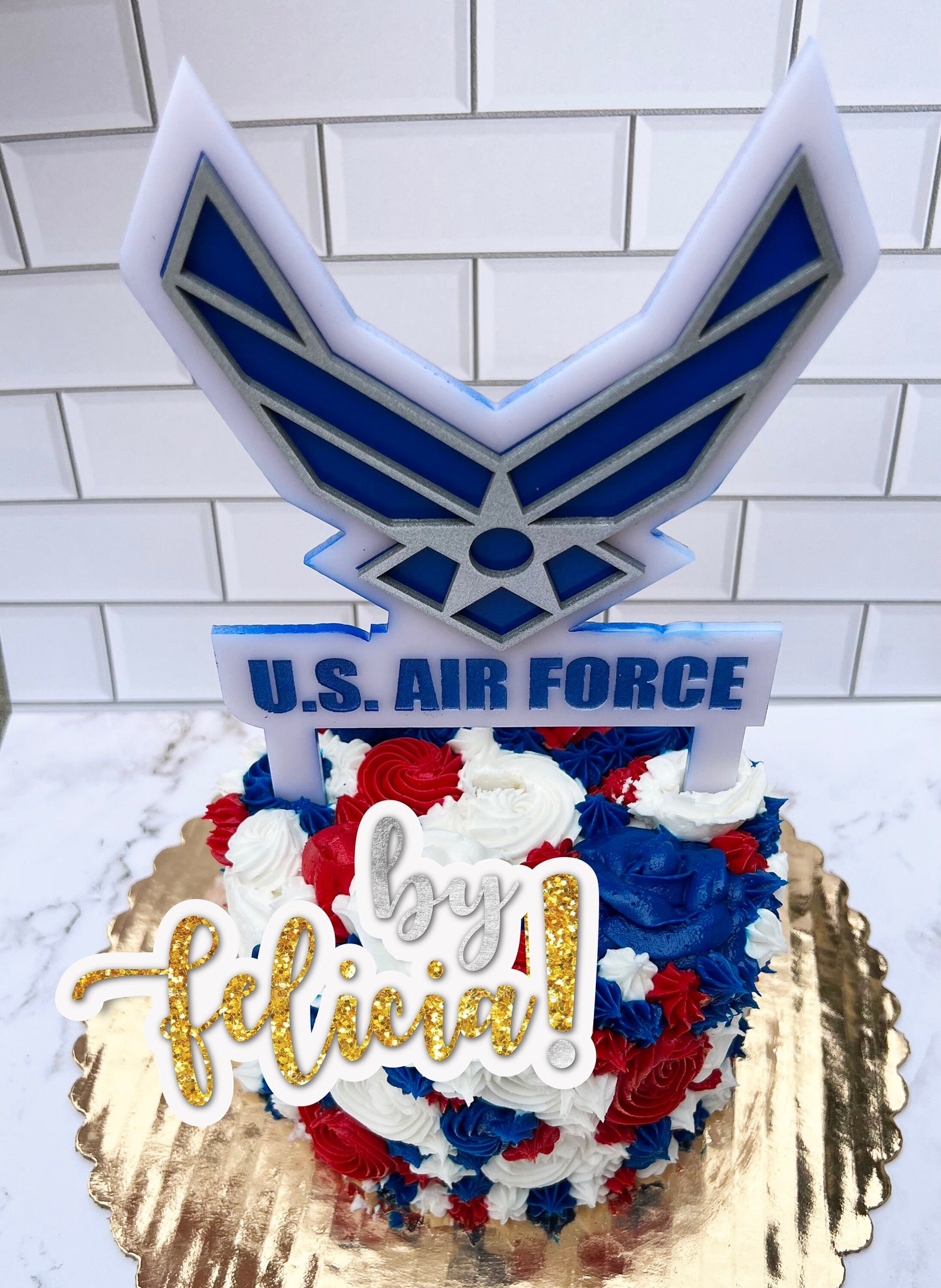 Air Force Acrylic Cake Topper: Graduation, Party Decoration