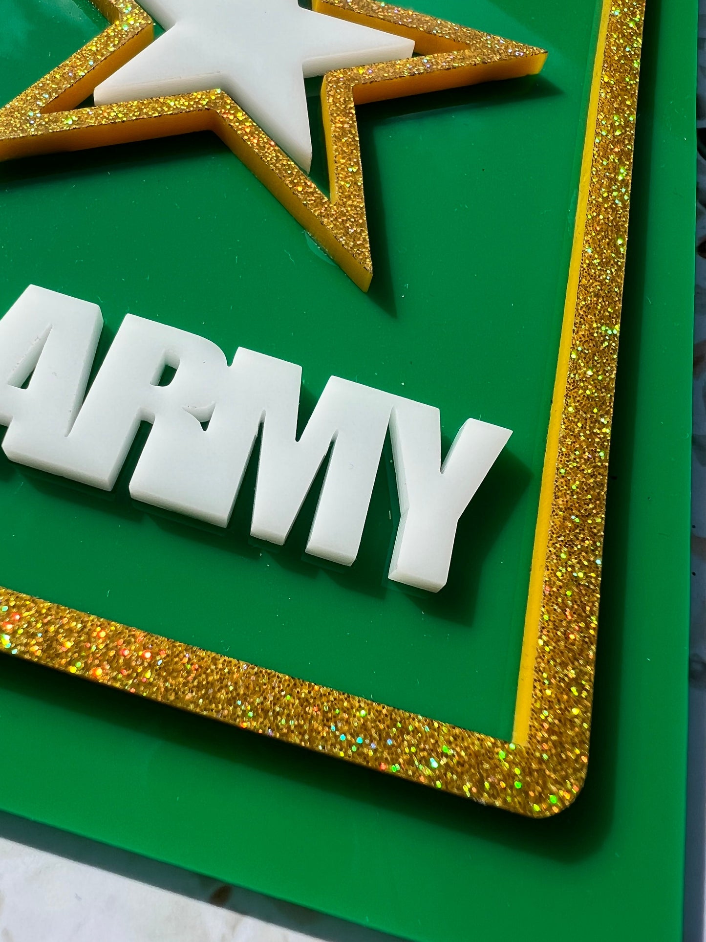 Army Cake Topper: Acrylic Military Graduation Party Decoration