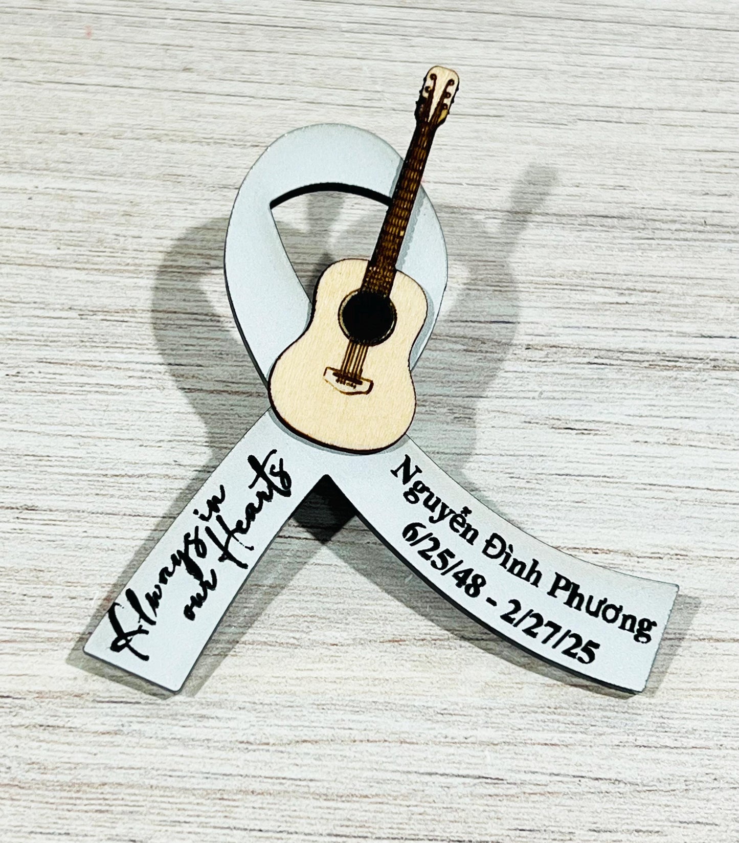 Custom Acrylic Funeral Ribbon Pin, Memorial Gift