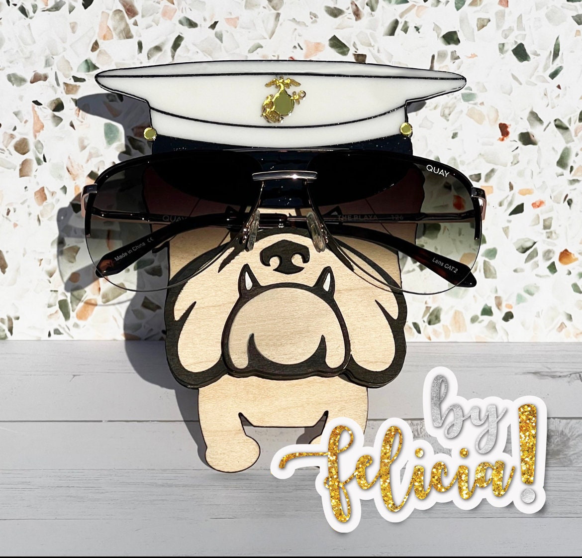USMC Bulldog Eyeglass Holder: Marine Retirement Gift USMC License #21175