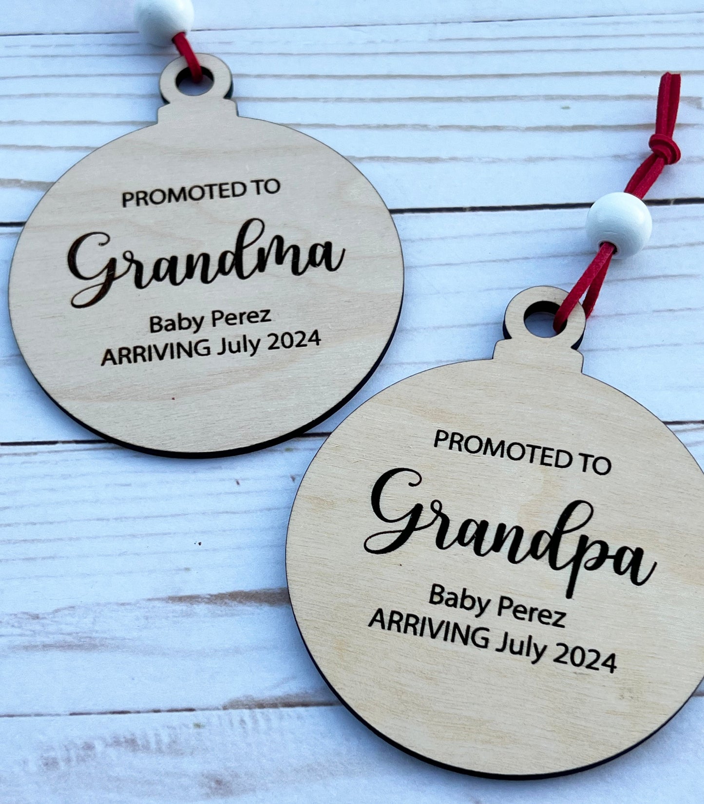 Personalized Pregnancy Announcement Christmas Ornament: Promoted to Grandma